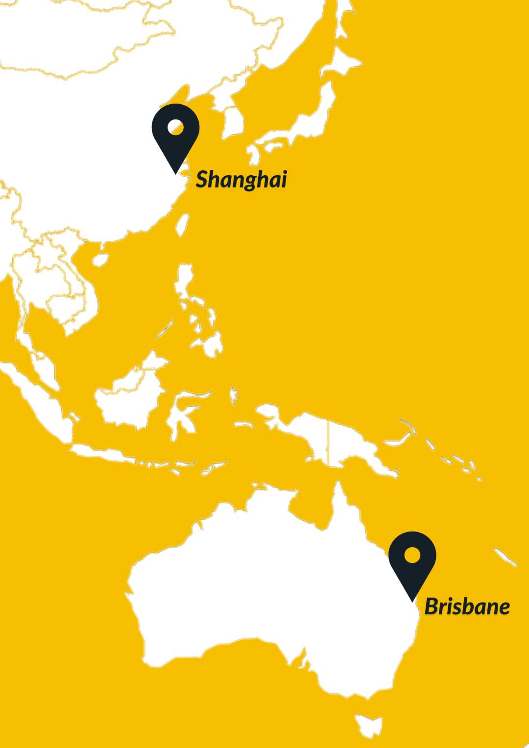 Brisbane and Shanghai map