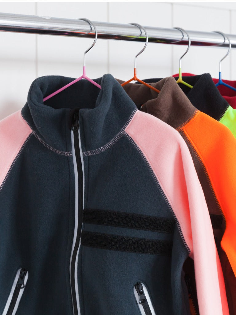 fleece jackets on rack