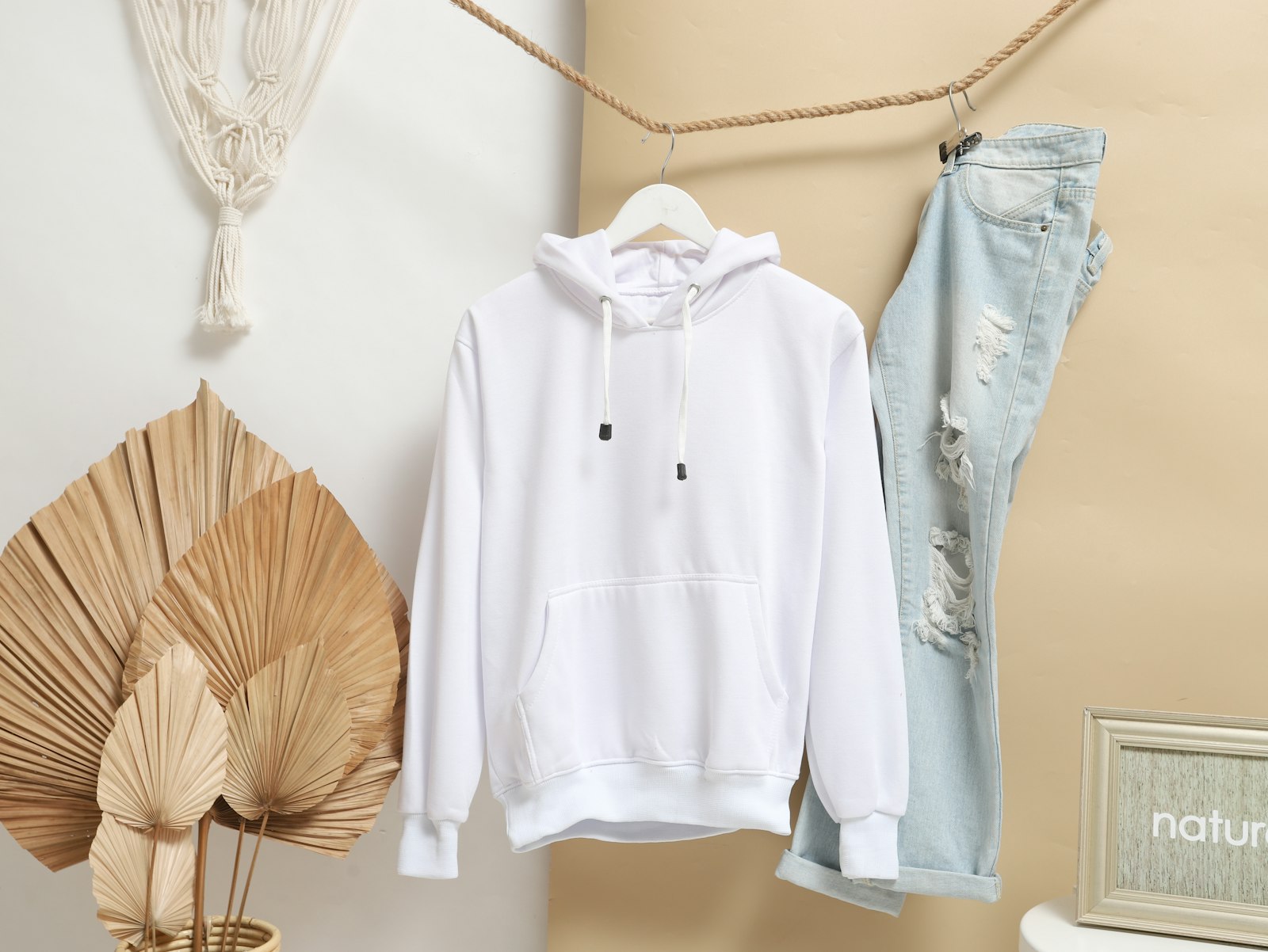 White hoodie hanging